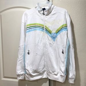 NWOT - Men’s White Graphic Zip Down Jacket